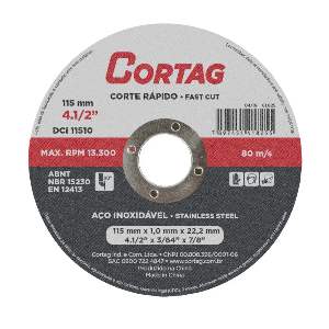 DISCO CORTE INOX 41/2 X 1,0 X 7/8 CORTAG