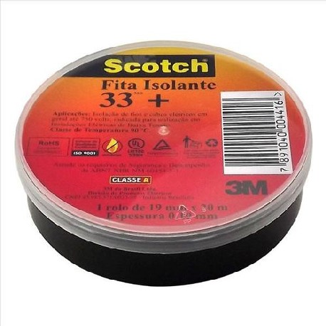 FITA ISOLANTE 19MM X 20M PRETA SCOTCH 33