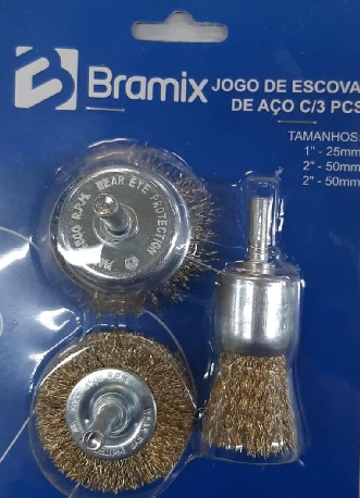 ESCOVA ACO LATONADO KIT C/3 BRAMIX