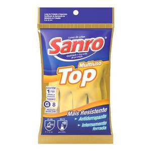 LUVA MAO LATEX FORR AM  8CM  G SANRO TOP