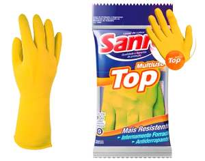 LUVA MAO LATEX FORR AM  8CM  M SANRO TOP